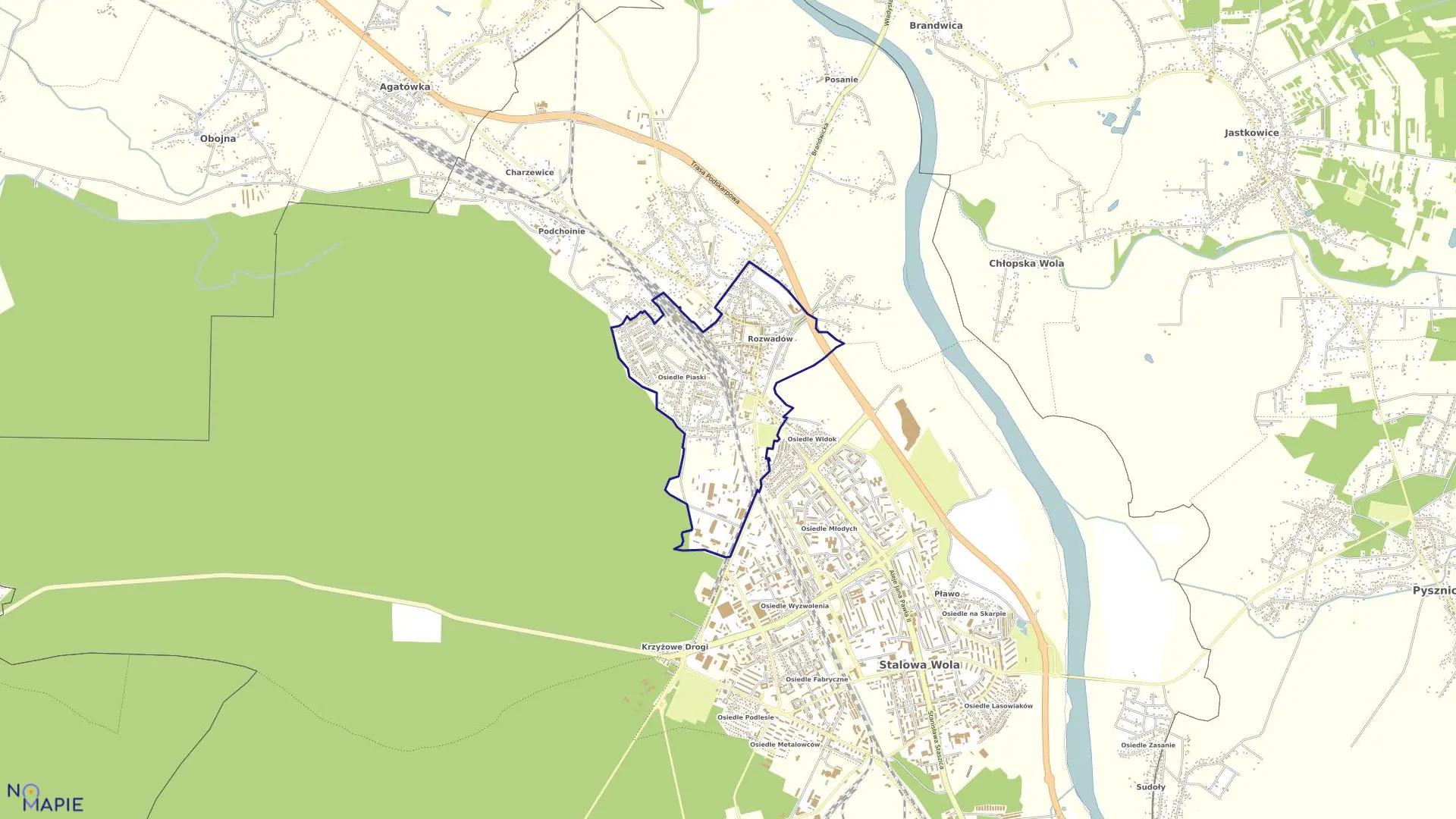 Mapa obrębu 2-Rozwadów w mieście Stalowa Wola