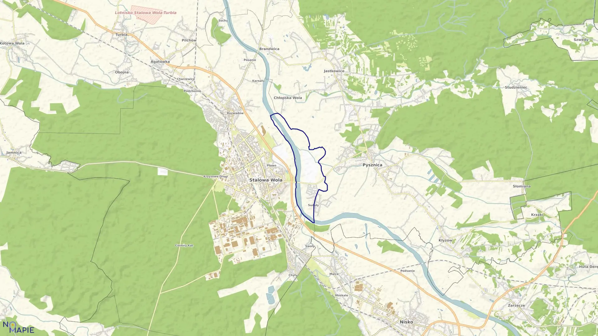 Mapa obrębu 4-Zasanie w mieście Stalowa Wola