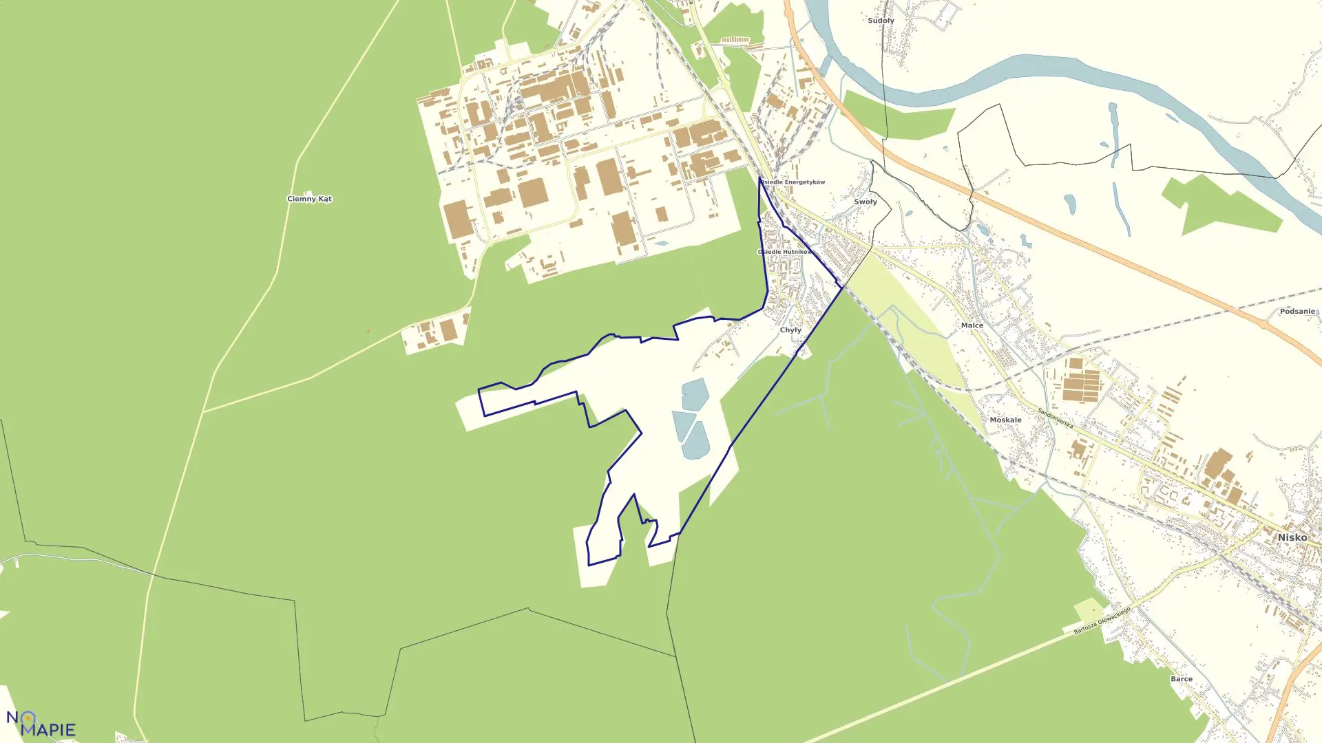 Mapa obrębu 5-Jelnia w mieście Stalowa Wola