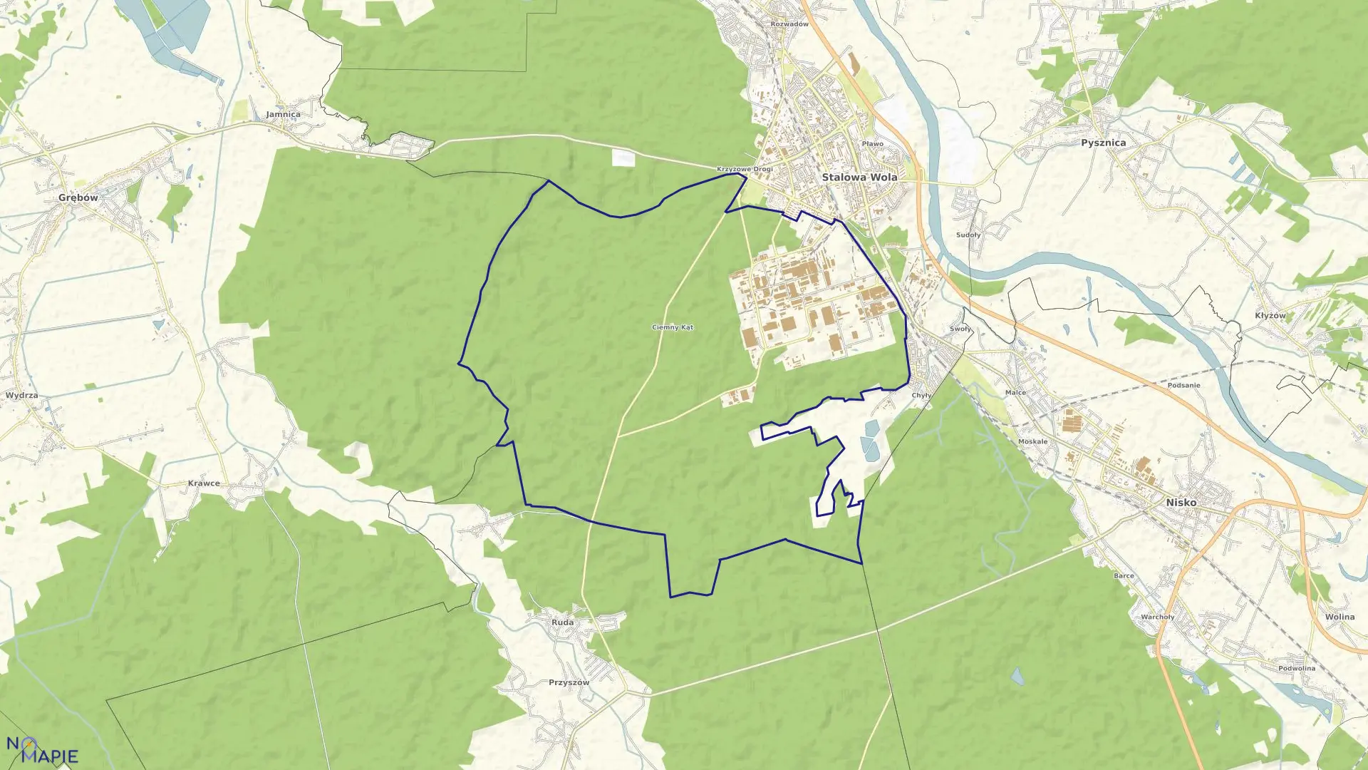 Mapa obrębu 6-Hsw w mieście Stalowa Wola